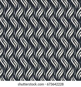 Vector seamless striped ink drawn stylish waves pattern.Hand painted expressive ornament for textile,wrapping, decoration.