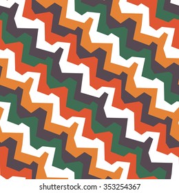Vector seamless striped zig-zag pattern in African style