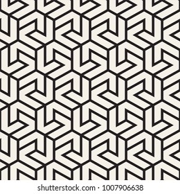 Vector seamless stripes pattern. Modern stylish texture with monochrome trellis. Repeating geometric hexagonal grid. Simple lattice graphic design.