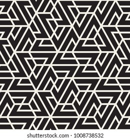 Vector seamless stripes pattern. Modern stylish texture with monochrome trellis. Repeating geometric hexagonal grid. Simple lattice graphic design.