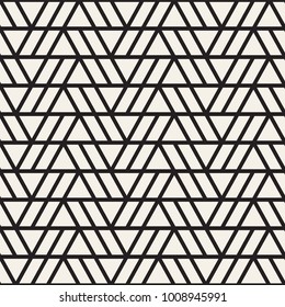 Vector seamless stripes pattern. Modern stylish texture with monochrome trellis. Repeating geometric hexagonal grid. Simple lattice graphic design.