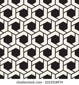 Vector seamless stripes pattern. Modern stylish texture with monochrome trellis. Repeating geometric hexagonal grid. Simple lattice graphic design.