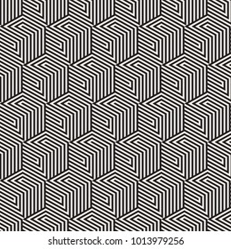 Vector seamless stripes pattern. Modern stylish texture with monochrome trellis. Repeating geometric hexagonal grid. Simple lattice graphic design.