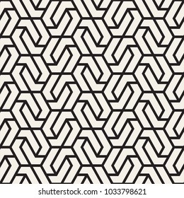 Vector seamless stripes pattern. Modern stylish texture with monochrome trellis. Repeating geometric hexagonal grid. Simple lattice design.