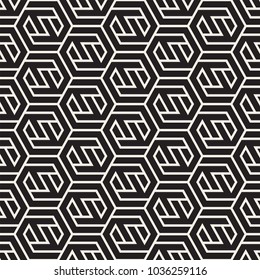 Vector seamless stripes pattern. Modern stylish texture with monochrome trellis. Repeating geometric hexagonal grid. Simple lattice graphic design.