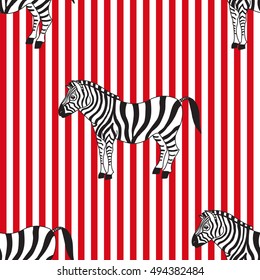 vector of seamless stripped patter with zebra