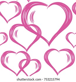 Vector seamless stylish pattern with hand drawn hearts with wings. Valentine's Day. For wrappers, fabrics, textiles, wallpaper, web design.