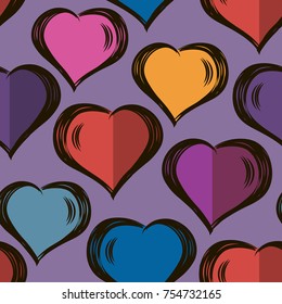 Vector seamless stylish pattern with hand drawn hearts. Valentine's Day.modern design. For wrappers, fabrics, textiles, wallpapers, web design.