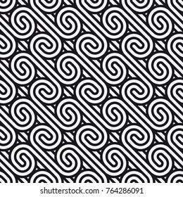 Vector seamless stylish texture of wavy stripes. Geometrical abstract pattern with twisted lines.