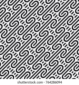 Vector seamless stylish texture of wavy stripes. Geometrical abstract pattern with twisted lines.