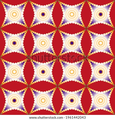 Vector, Seamless, Stylized Image of Peculiar Curved Squares with Gradient Circles in The Center 