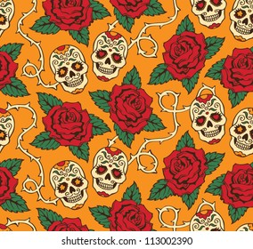 vector seamless with sugar skulls