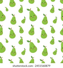 Vector seamless with summer fruit on editable background. banana, cherry, grapes, lemon, avocado, mango, orange, apple, strawberry, pear.