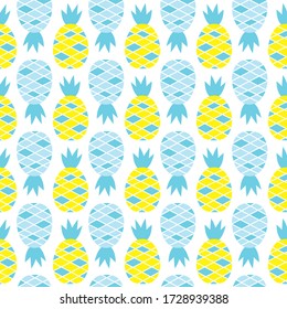 vector seamless summer pattern with cute cartoon pineapple. Fruit texture for textile, packaging, print.