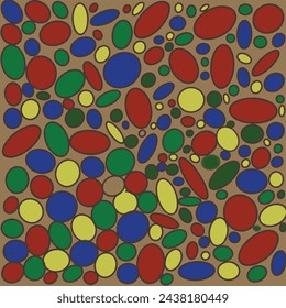 vector seamless summer pattern of flowers, macaroons, multi-colored bagels