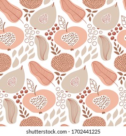 Patrón veraniego sin vectores con frutas y flores. Fondo de verano brillante. Papel tapiz de la cosecha