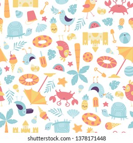 Vector seamless summer time pattern