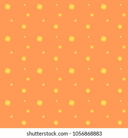 vector seamless sun pattern on the orange color background