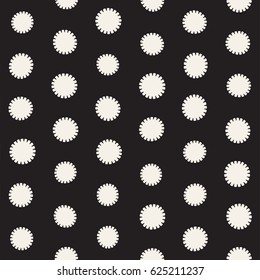 Vector seamless sunburst shapes freehand pattern. Abstract background with round brush strokes. Monochrome hand drawn texture