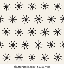 Vector seamless sunburst shapes freehand pattern. Abstract background with round brush strokes. Monochrome hand drawn texture