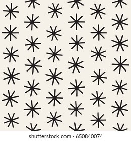Vector seamless sunburst shapes freehand pattern. Abstract background with round brush strokes. Monochrome hand drawn texture