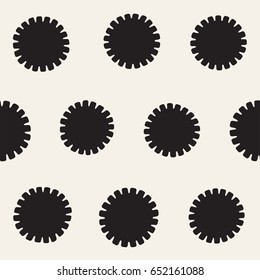 Vector seamless sunburst shapes freehand pattern. Abstract background with round brush strokes. Monochrome hand drawn texture