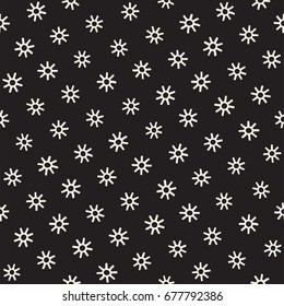 Vector seamless sunburst shapes freehand pattern. Abstract background with round brush strokes. Monochrome hand drawn texture