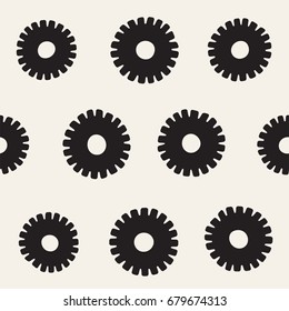 Vector seamless sunburst shapes freehand pattern. Abstract background with round brush strokes. Monochrome hand drawn texture