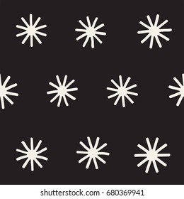 Vector seamless sunburst shapes freehand pattern. Abstract background with round brush strokes. Monochrome hand drawn texture