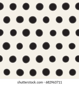 Vector seamless sunburst shapes freehand pattern. Abstract background with round brush strokes. Monochrome hand drawn texture