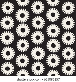 Vector seamless sunburst shapes freehand pattern. Abstract background with round brush strokes. Monochrome hand drawn texture