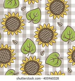 vector seamless sunflower cartoon pattern