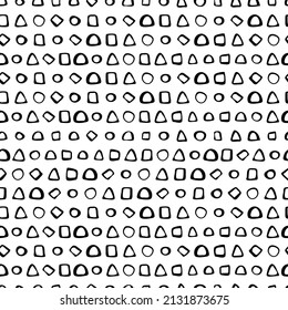 Vector seamless surface pattern design Childish background Childhood hipster Scandinavian Boho style geometric abstract pattern For printing on paper and fabric Black isolated on white background
