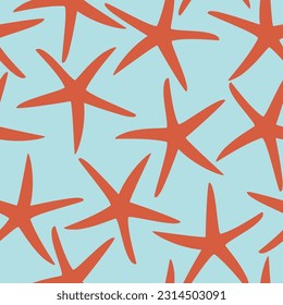 Vector seamless surface pattern design with starfish.