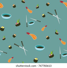 Vector seamless sushi pattern