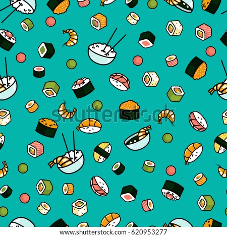 Vector seamless sushi pattern