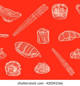 vector seamless sushi roll pattern 6