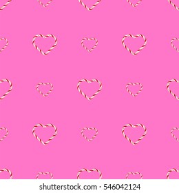 Vector Seamless Sweet Candy Hearts Pattern Isolated on Pink Background. Valentines Day Banner