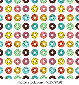 Vector seamless of sweet donut on a white background