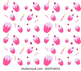Vector de pastelitos dulces y rosados sin costura