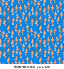 Vector Seamless Swimming Tiny People Background Pattern