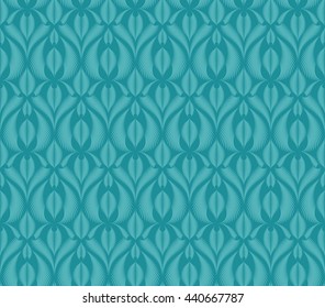Vector seamless symmetric blue mint pattern. Fractal flower, leaves, wings. For textile, fabric, wallpaper, wrapping paper,  background. Organic forms. Illusion of edge and volume.