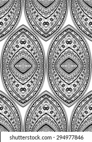 Vector seamless symmetrical pattern. Detailed oriental ornament on a white background.Template for fabric.