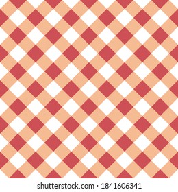 Vector seamless table cloth texture in red-orange color with diagonal lines