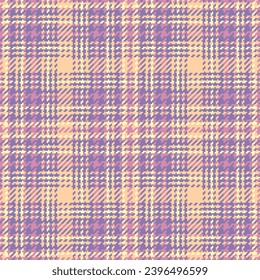 Vector seamless tartan of check plaid textile with a fabric pattern texture background in indigo and orange colors.
