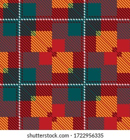 Vector Seamless Tartan Pattern. Vintage Christmas Background. Seamless Tartan Plaid. Fashion Geometric Design. Christmas Abstract Pattern. Scottish Woven Texture. Classic Tartan Seamless Pattern.