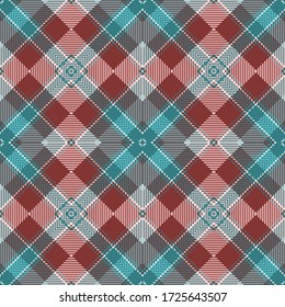 Vector Seamless Tartan Pattern. Vintage Christmas Background. Seamless Tartan Plaid. Fashion Geometric Design. Christmas Abstract Pattern. Scottish Woven Texture. Classic Tartan Seamless Pattern.