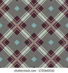 Vector Seamless Tartan Pattern. Vintage Christmas Background. Seamless Tartan Plaid. Fashion Geometric Design. Christmas Abstract Pattern. Scottish Woven Texture. Classic Tartan Seamless Pattern.