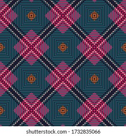 Vector Nahtloses Tartan Muster. Weihnachtsgeschmack. Nahtlose Tartan Plaid. Geometrisches Design der Mode. Weihnachten Abstraktes Muster. Scottish Woven Texture. Klassischer Tartan Nahtloses Muster.
