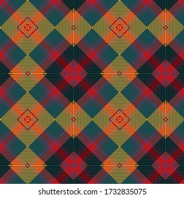 Patrón Tartán sin pérdida de brillo vectorial. Vintage Christmas Background. Tartán Plaid sin Maravilla. Diseño Geométrico De Moda. Patrón de resumen de Navidad. Textura tejida escocesa. Patrón clásico de Tartán sin foco.